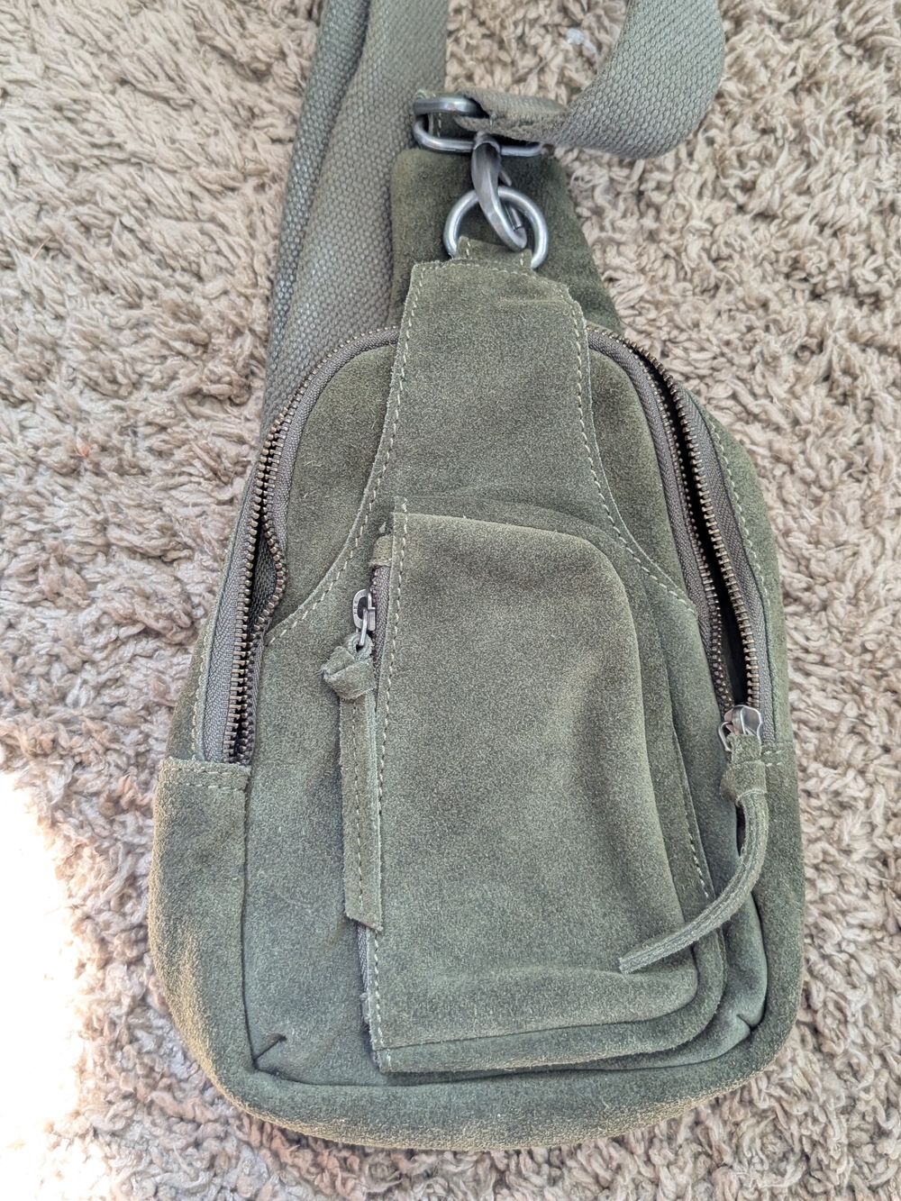 Free People Olive Green Suede Crossbody Sling Bag - Picture 7 of 7